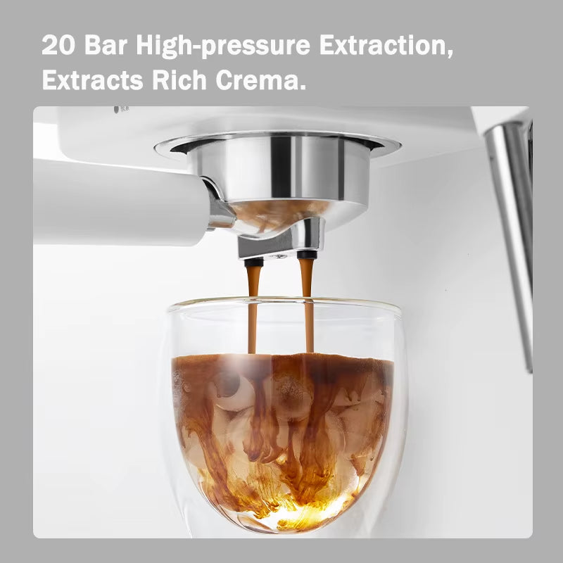 Espresso Coffee Maker Machine 51MM 20 Bar with Metal Panel, Powerful Steam Wand for Amerlcano Mocha Latte,Pe2170 (220V)