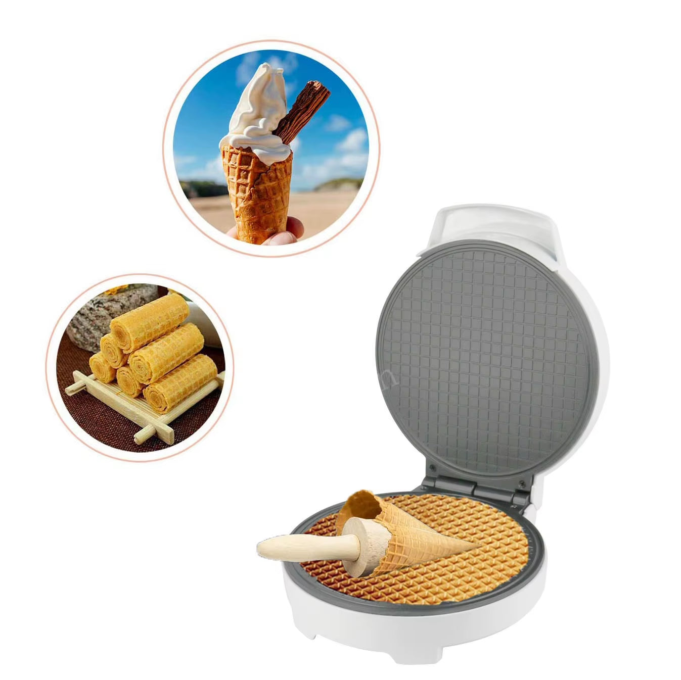 Waffle Maker Electric Roll Maker Waffle Baking Pan Ice Cream Cone Machine for Home EU 220V Breakfast Maker Kitchen