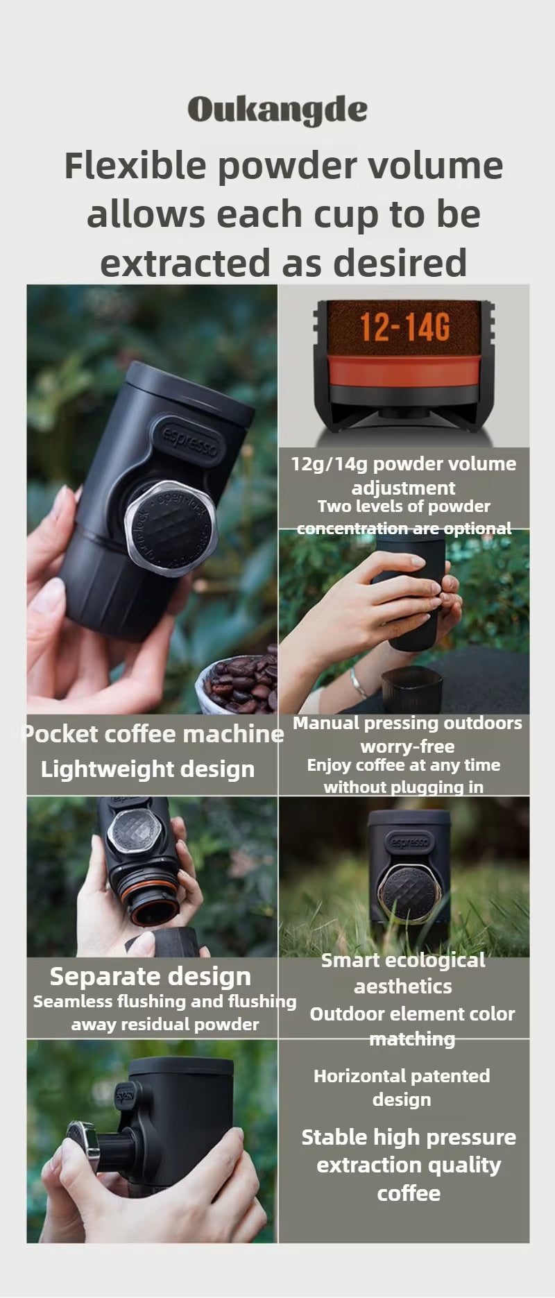 Portable Coffee Machine Office Outdoor Hand-Pressed Espresso Machine Household Capsule Coffee Machineconvenient Cleaning