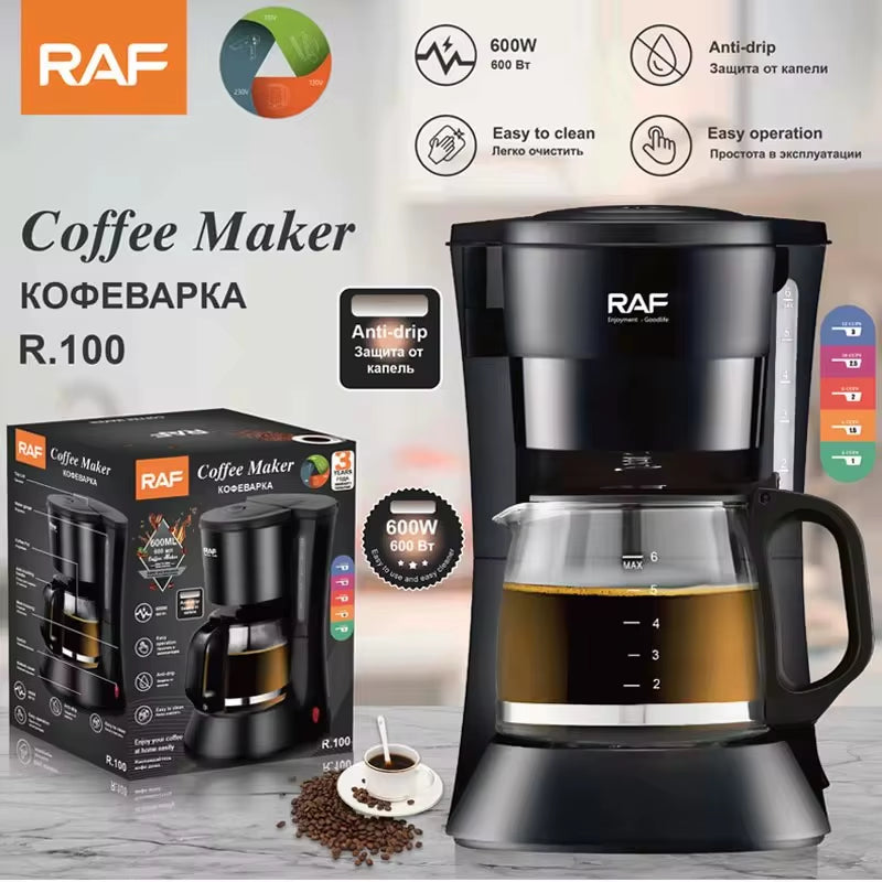 600Ml Electric Coffee Maker Machine, 600W Household Semi-Automatic Small Milk Coffee Pot, Office Bedroom Mocha Pot ,Anti-Drip