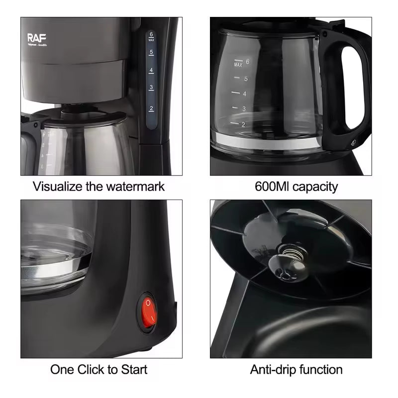 600Ml Electric Coffee Maker Machine, 600W Household Semi-Automatic Small Milk Coffee Pot, Office Bedroom Mocha Pot ,Anti-Drip