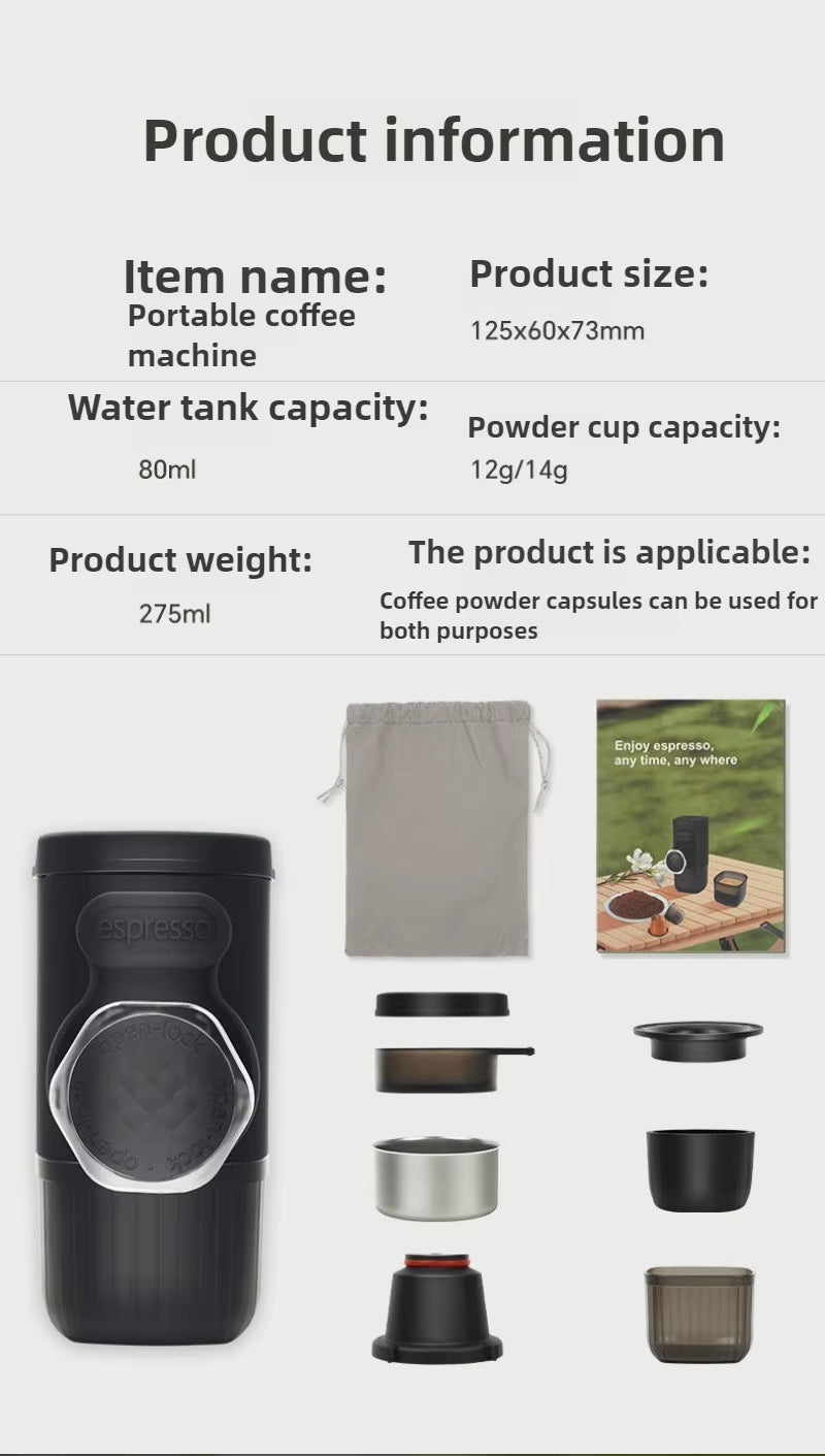 Portable Coffee Machine Office Outdoor Hand-Pressed Espresso Machine Household Capsule Coffee Machineconvenient Cleaning