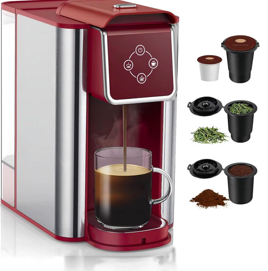 Single Serve Coffee Machine, 3-In-1 Pod Coffee Maker for K-Pod Capsule, Ground Coffee, and Leaf Tea with 6-10 Oz Cup Size