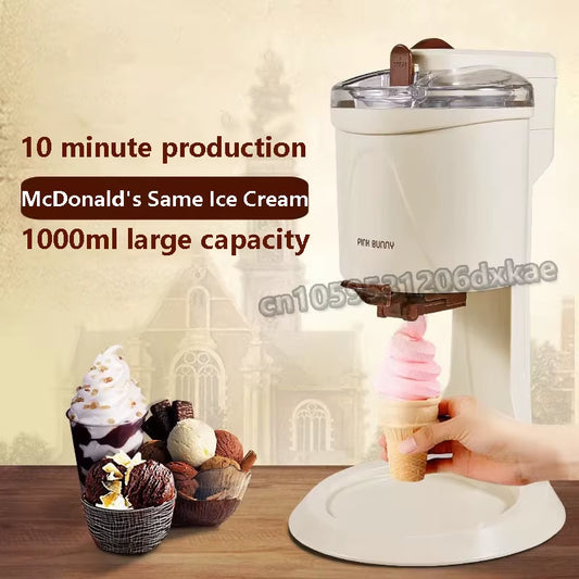 1000ML Ice Cream Machine Home Soft Ice Cream Making Machin Mini Small Automatic Yogurt Cone Machine