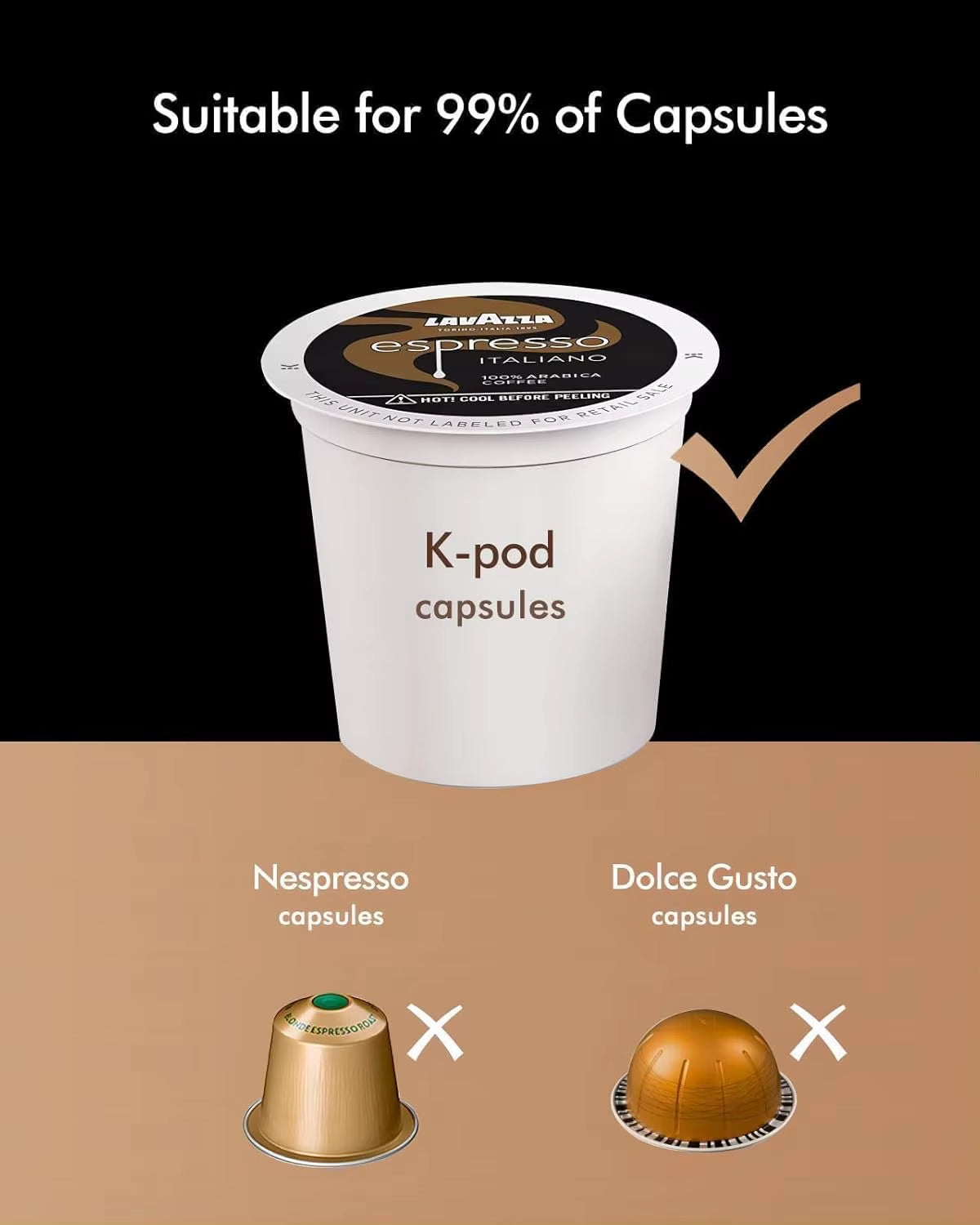 Single Serve Coffee Machine, 3-In-1 Pod Coffee Maker for K-Pod Capsule, Ground Coffee, and Leaf Tea with 6-10 Oz Cup Size