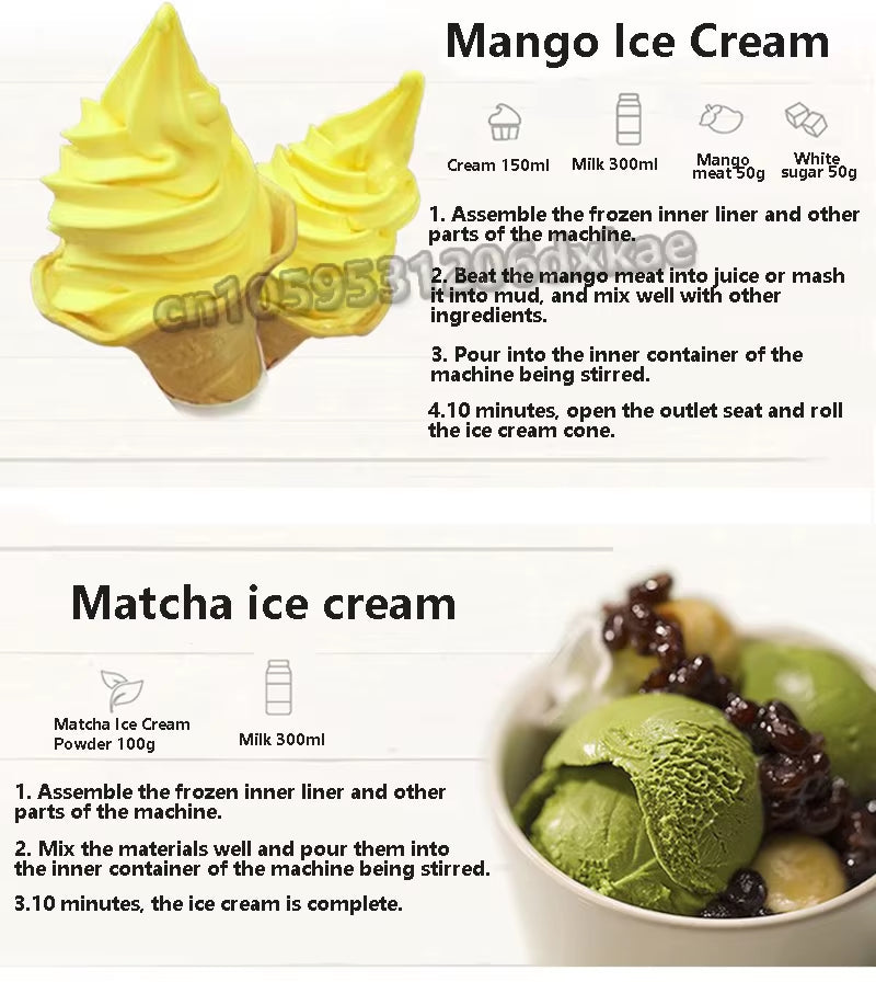 1000ML Ice Cream Machine Home Soft Ice Cream Making Machin Mini Small Automatic Yogurt Cone Machine