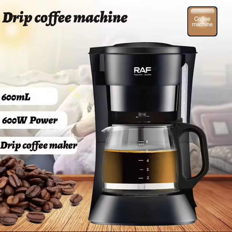 600Ml Electric Coffee Maker Machine, 600W Household Semi-Automatic Small Milk Coffee Pot, Office Bedroom Mocha Pot ,Anti-Drip